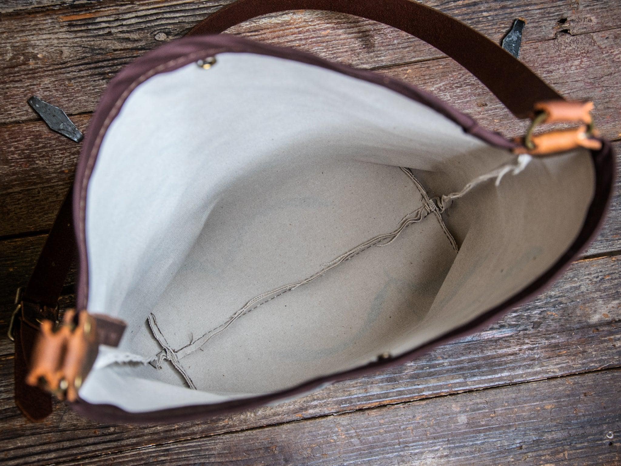 Canvas and Leather Tote Bag * Multicolor and Beige * Rainbow Fern Plant Leaf * In (Camp) Blue collab