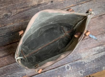 Waxed Canvas and Leather Shoulder purse | Zipper top Tote bag | Minimalist