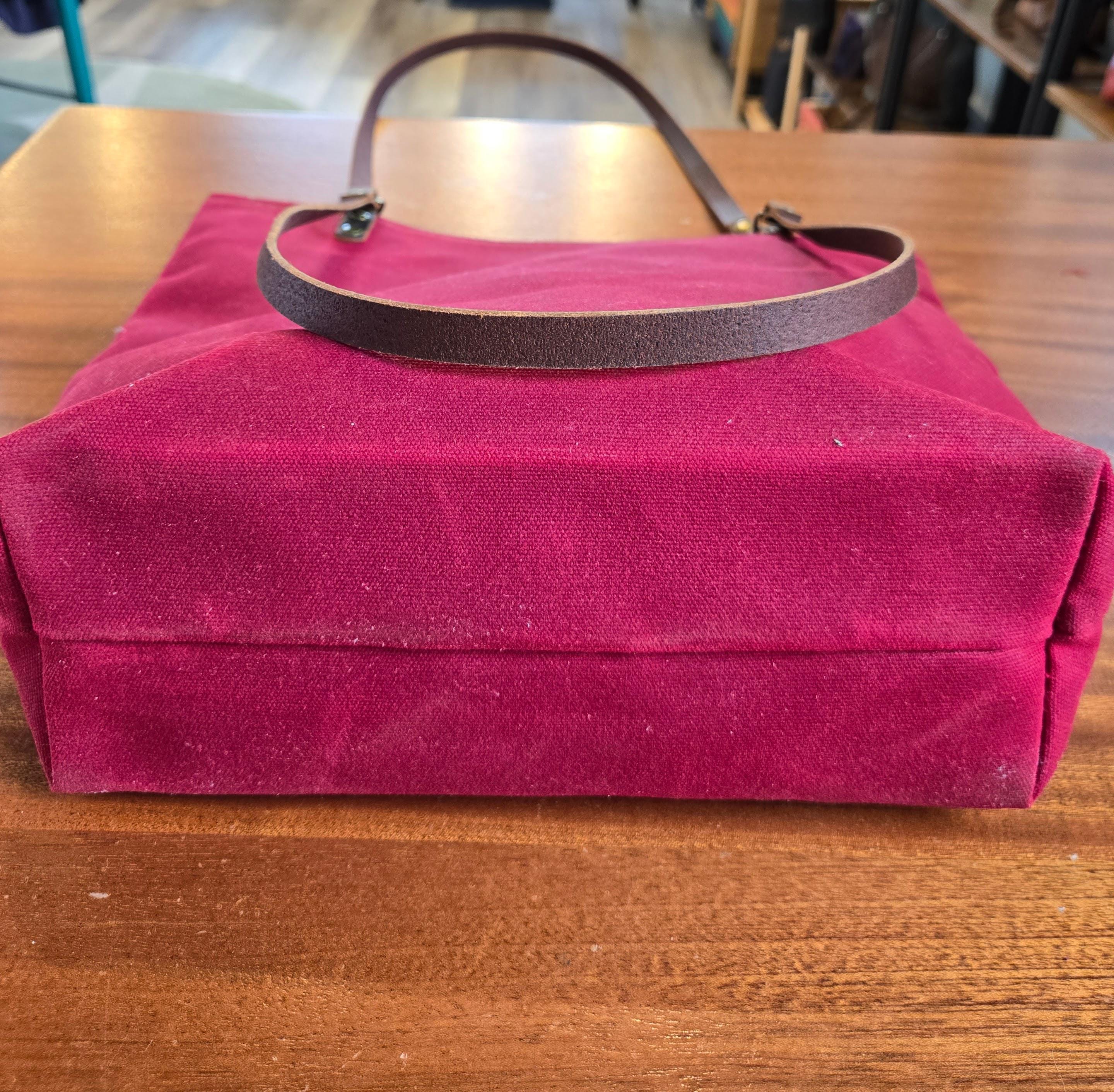 Tall Red Waxed Canvas Tote | Shoulder bag |