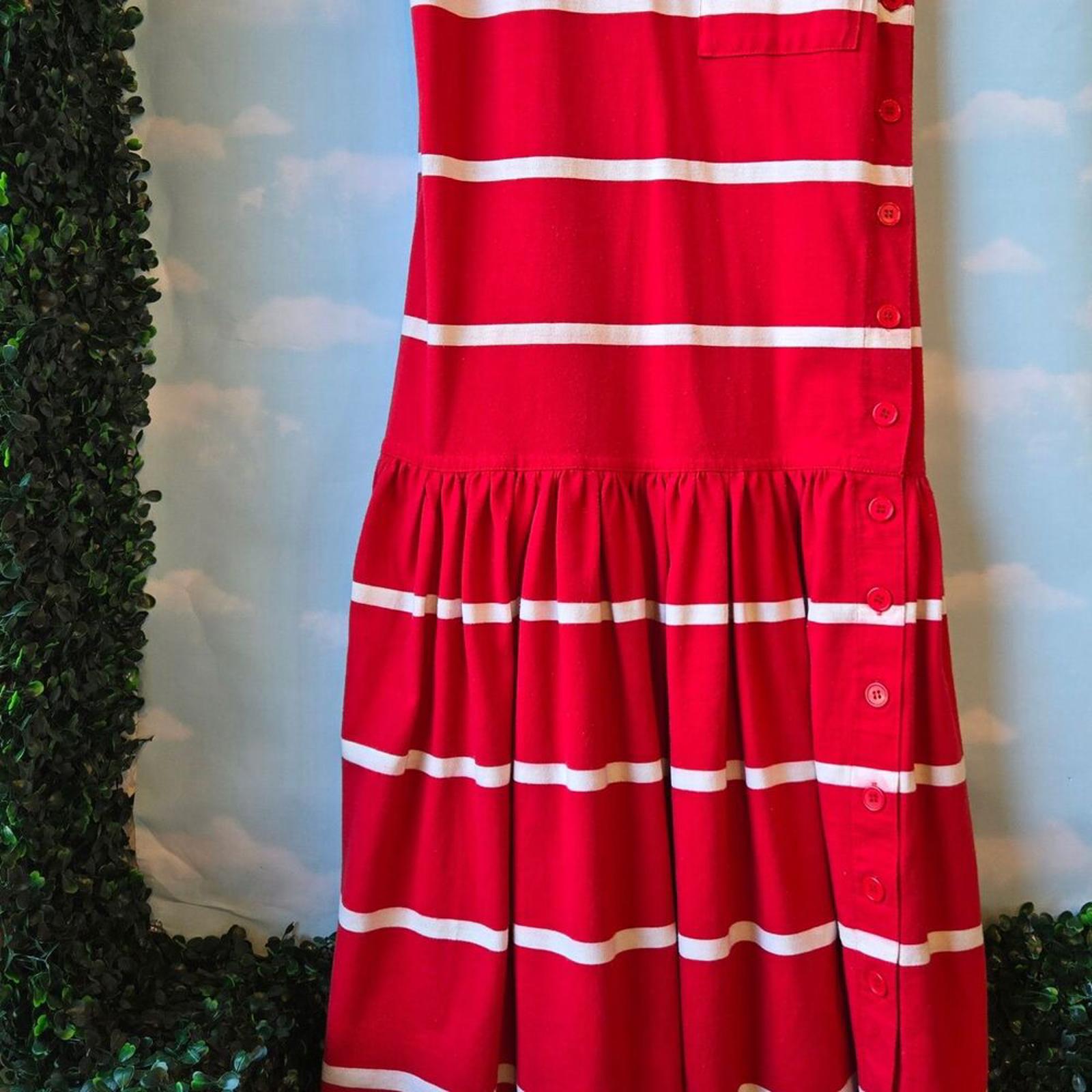 Red and White striped Vintage Drop waist tank dress