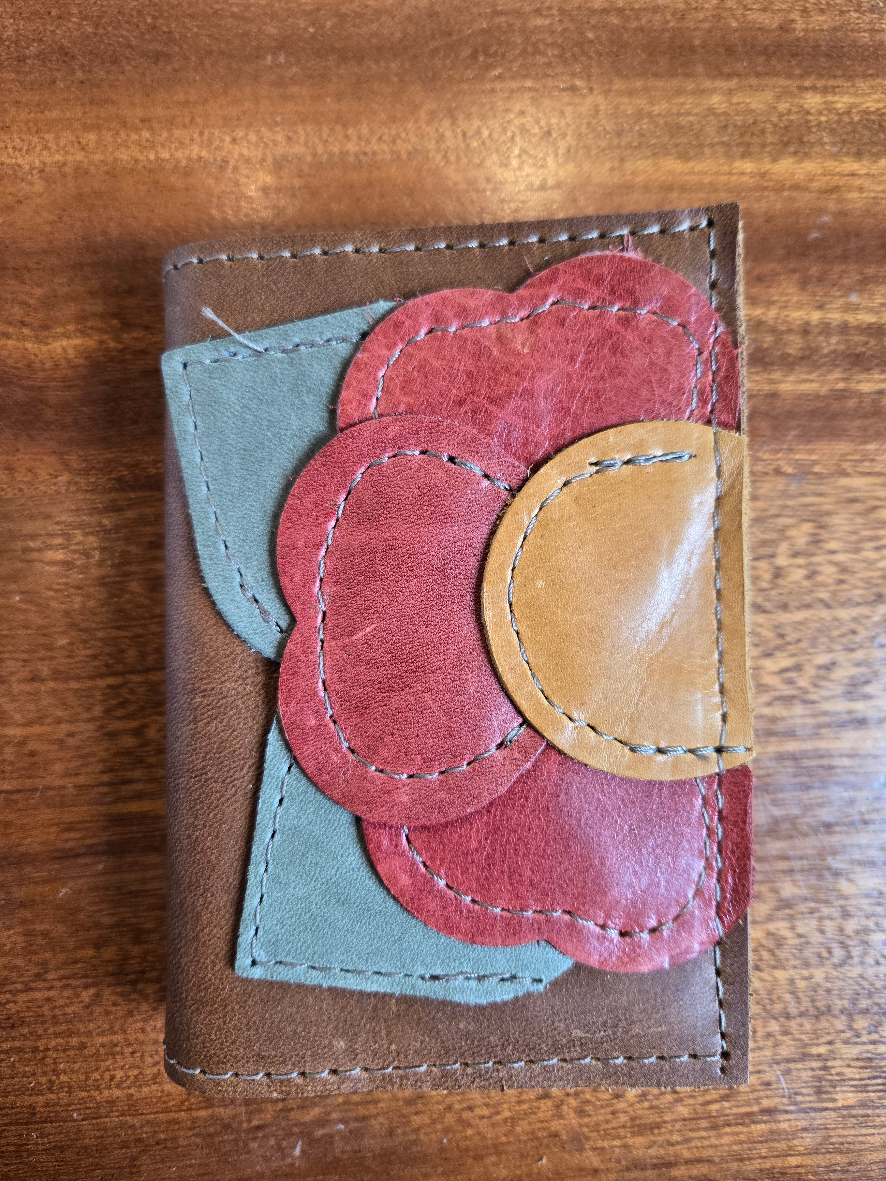 Small Leather Journal * Partial flower Applique