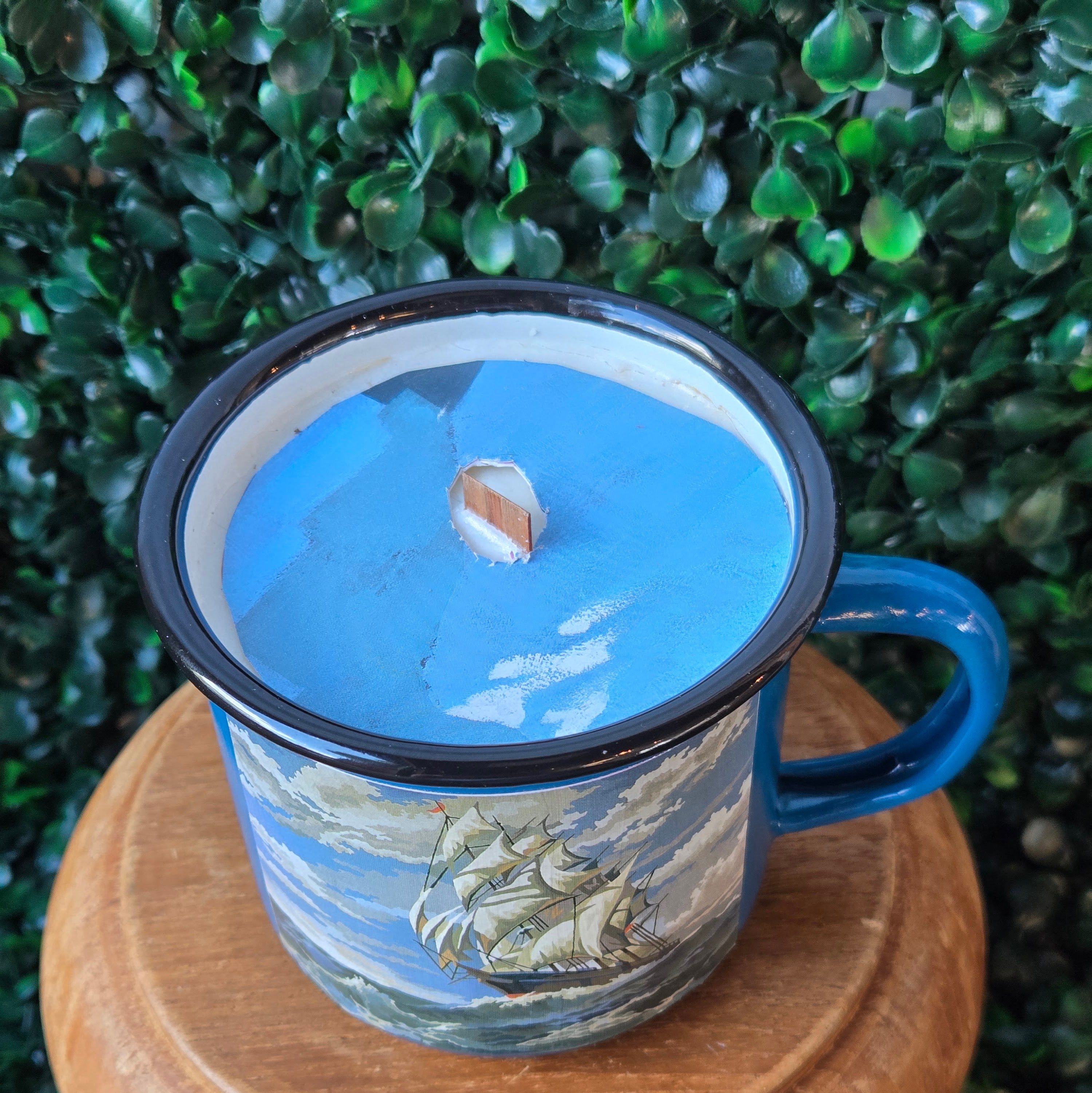 Candle * Upcycled Camp Cup * Paint by Number Detail * Ship