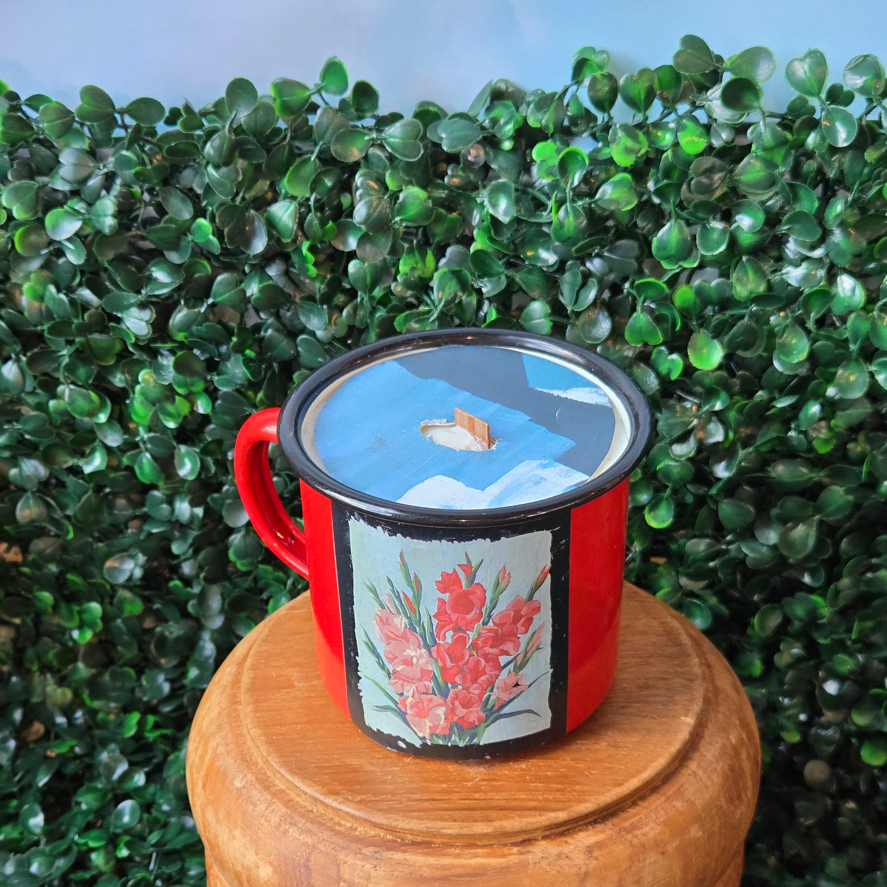 Candle * Upcycled Camp Cup * Paint by Number Detail * Floral Instructions