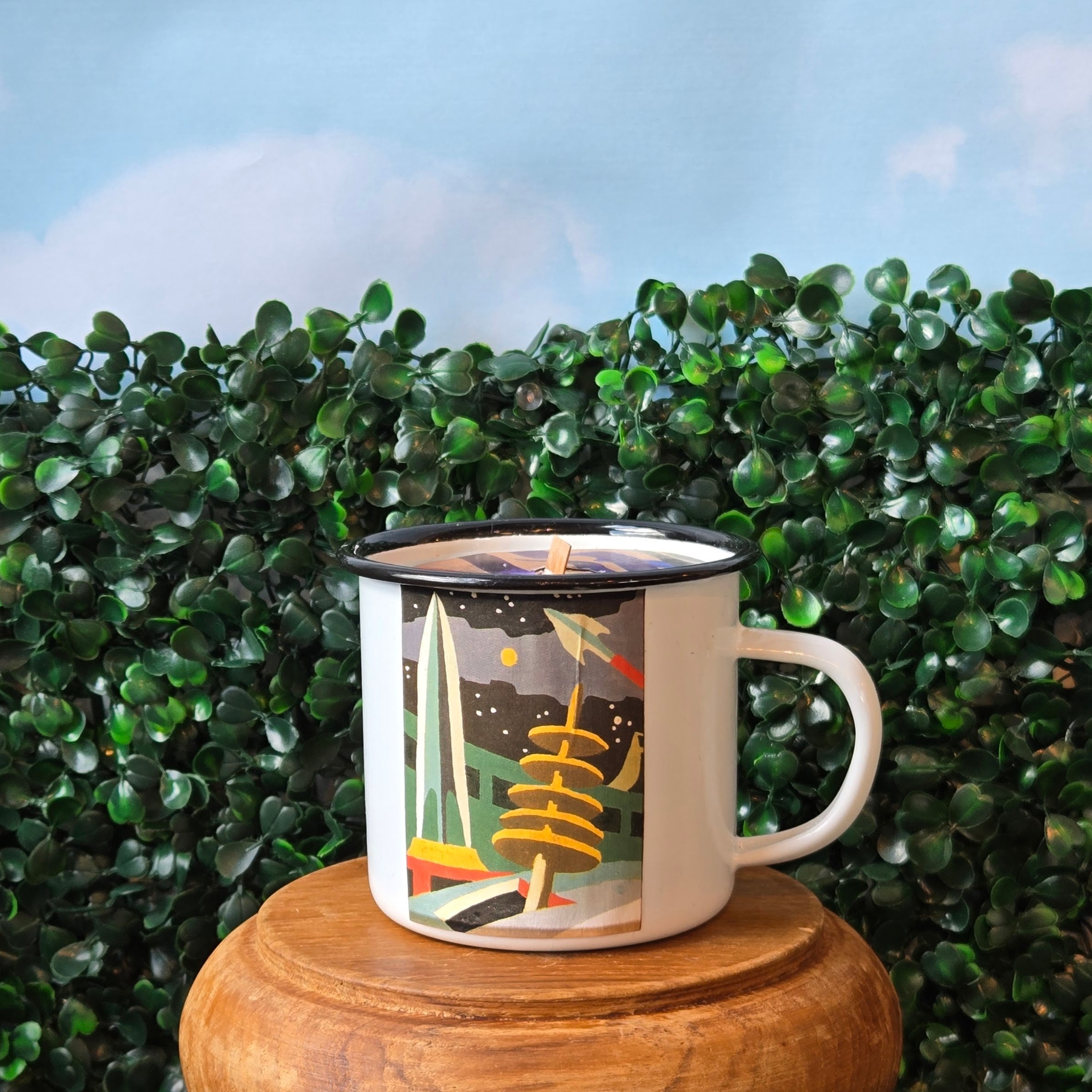 Candle * Upcycled Camp Cup * Paint by Number Detail * Future Retro