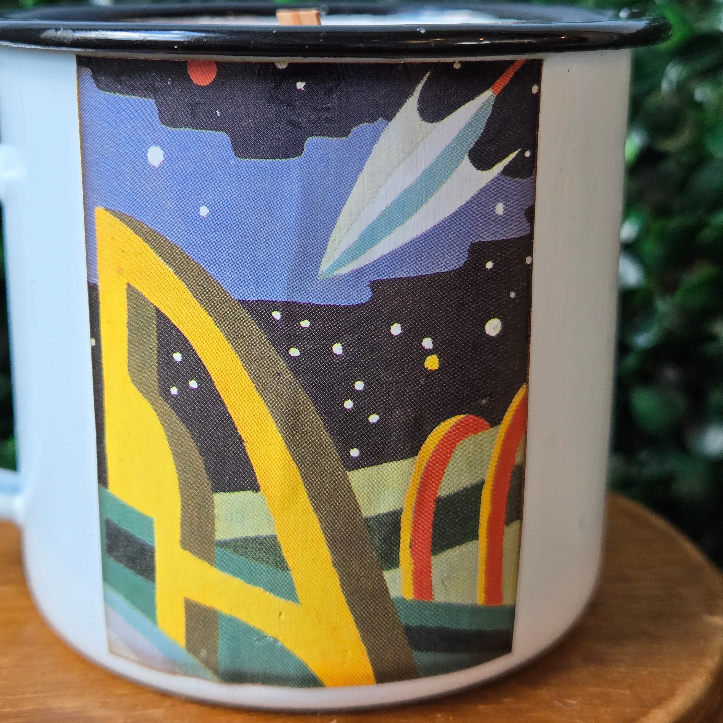 Candle * Upcycled Camp Cup * Paint by Number Detail * Future Retro