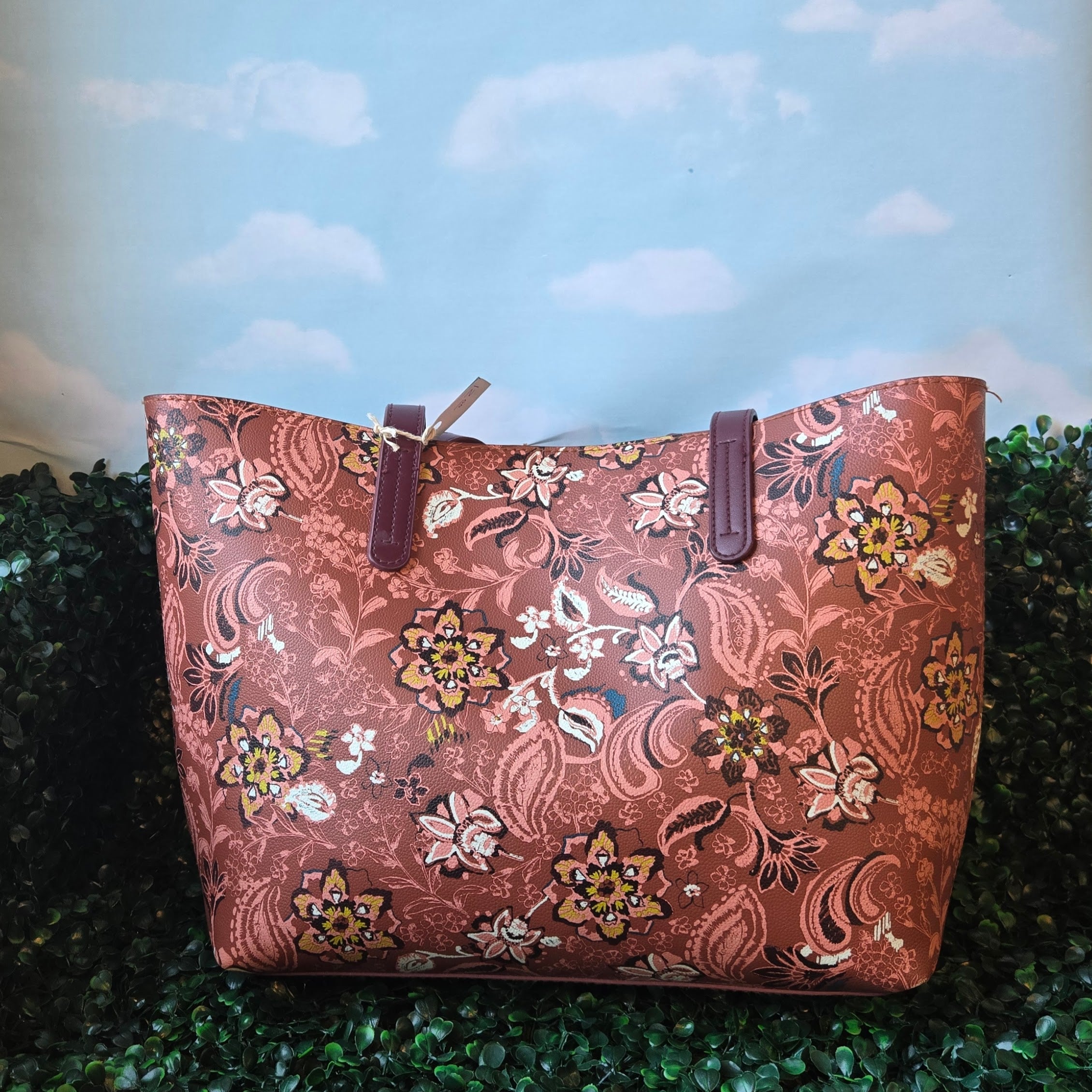 Paisley and Floral Shoulder Tote * Curated Secondhand * Waterproof Vegan Leather