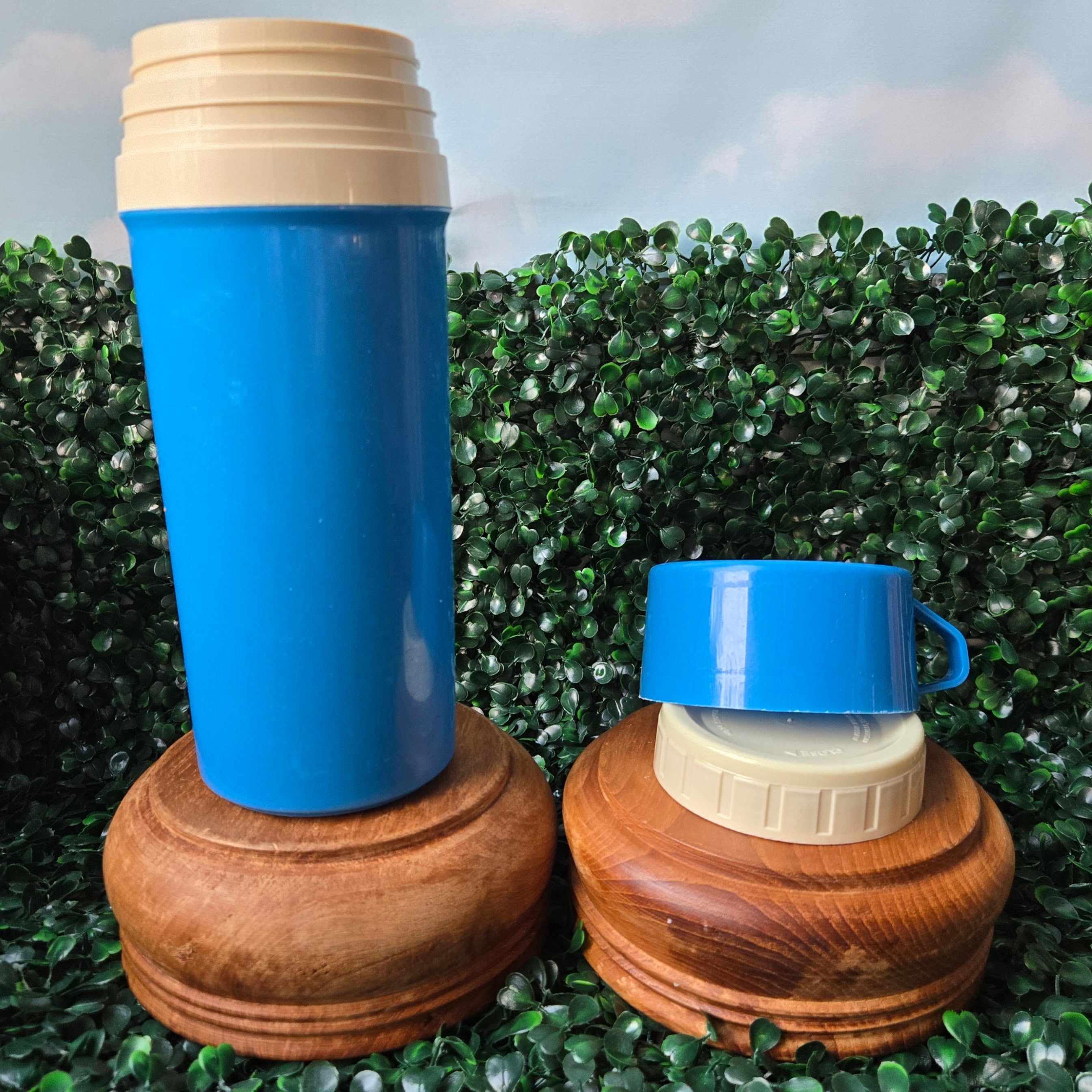 Vintage Aladdin Brand Tumbler * Blue Travel Coffee Mug * Curated Secondhand *Camping Thermos