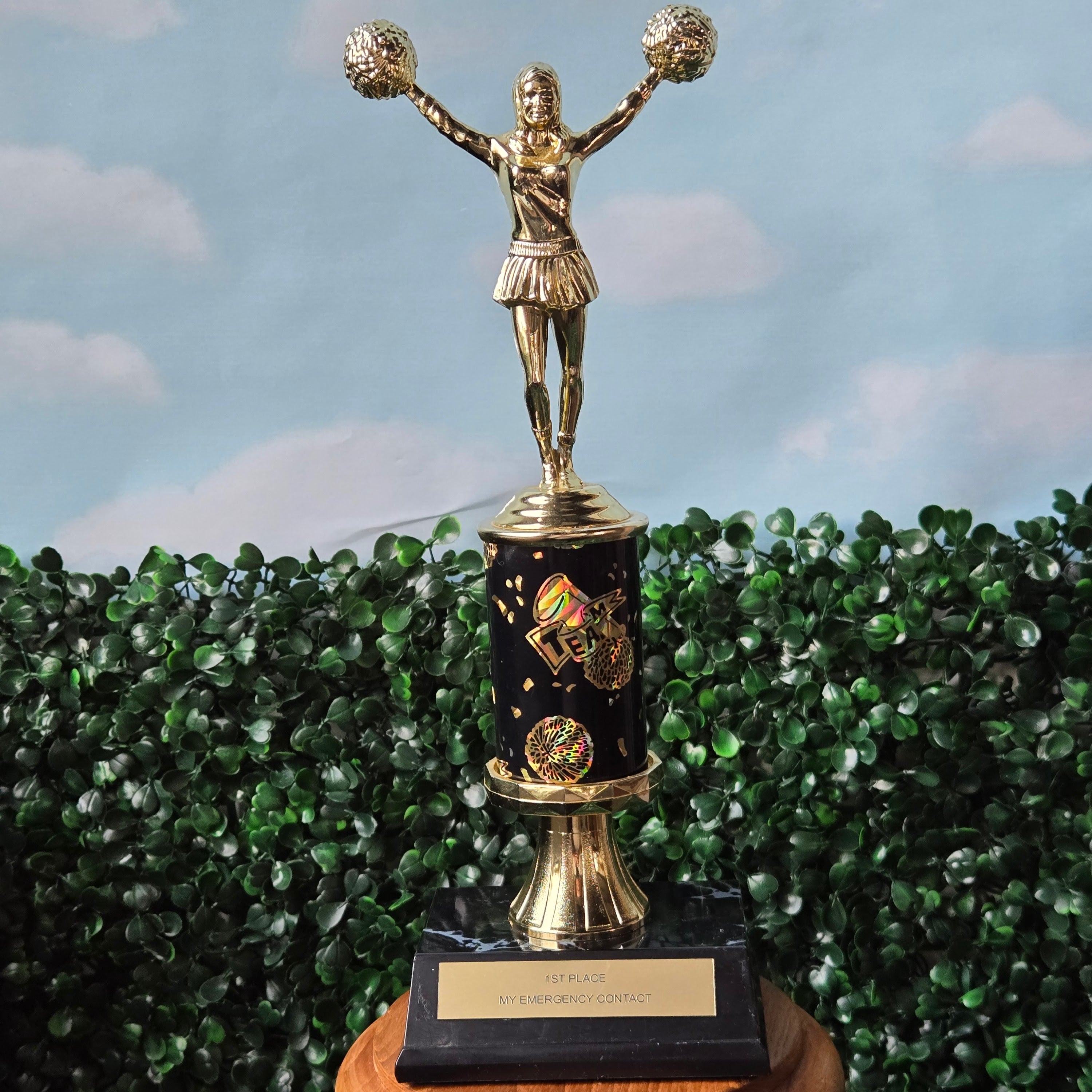 1st Place My Emergency Contact * Upcycled Trophy * Funny Novelty Award