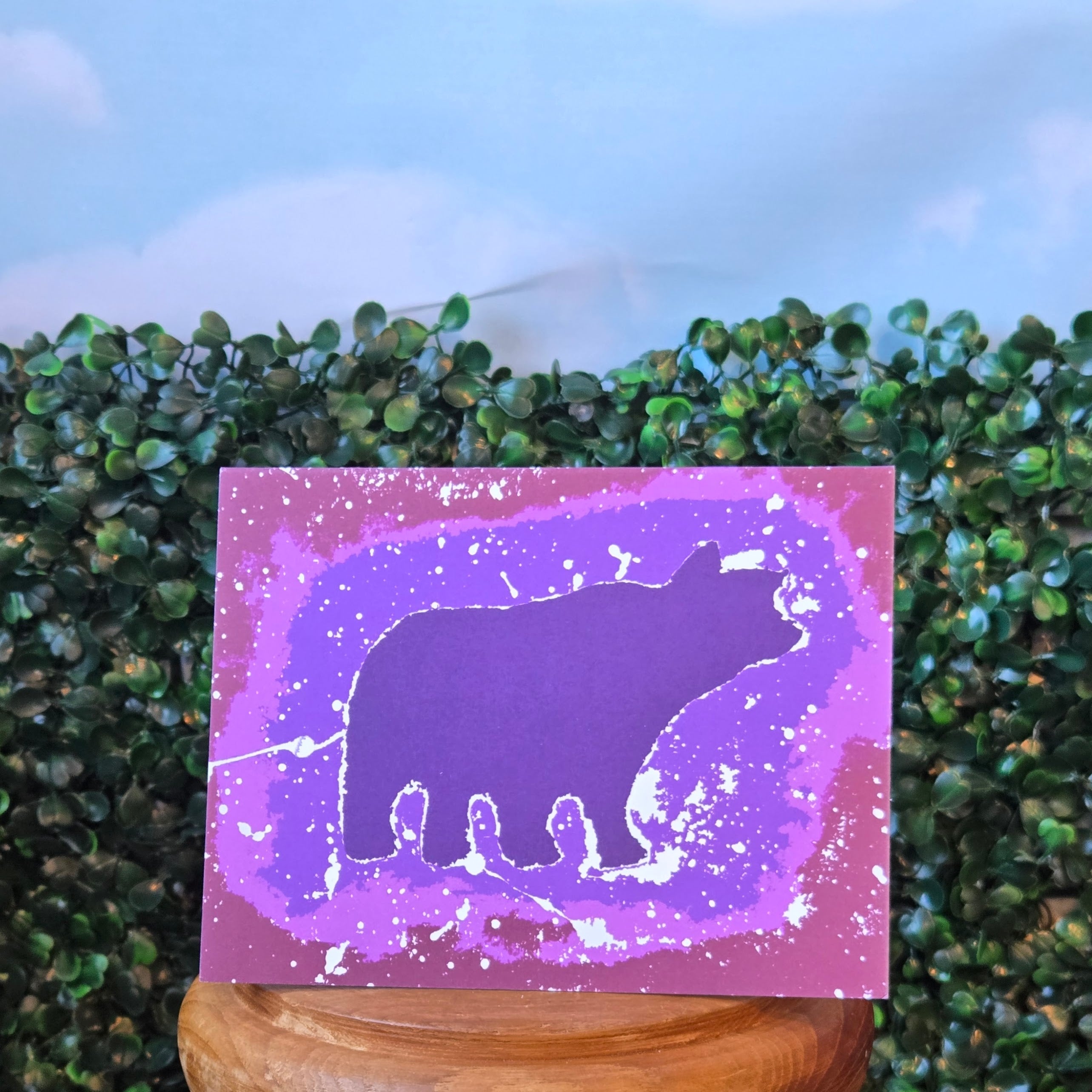 Purple Black Bear * Greeting Card