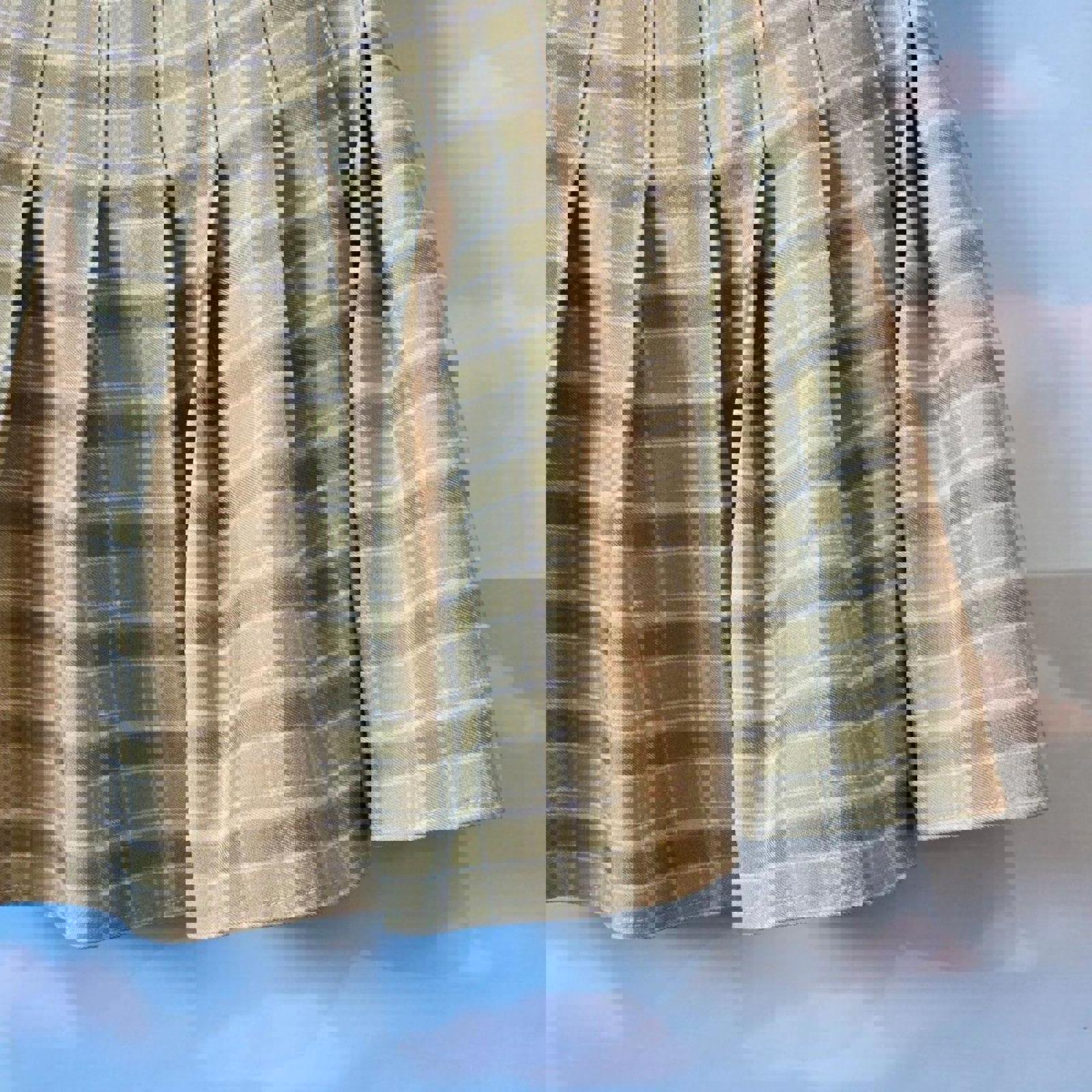 Punk rock plaid pleated school skirt in Green and tan