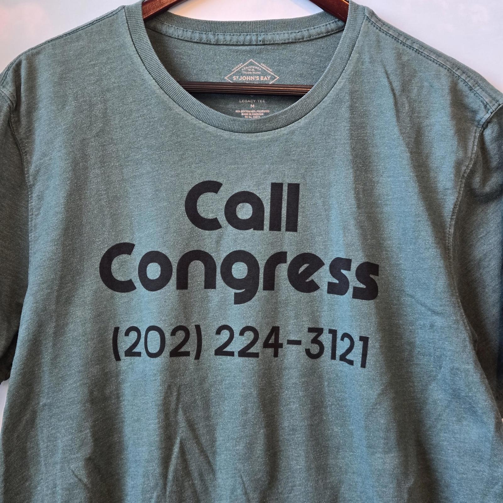 Printed T-shirt * Call Congress * Teal Upcycled