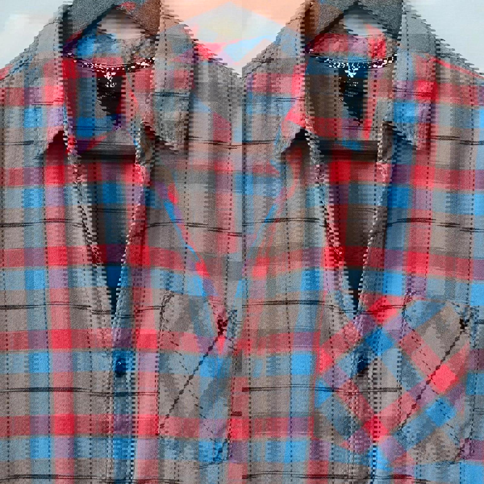 Red and blue plaid button up shirt #plaidshirt