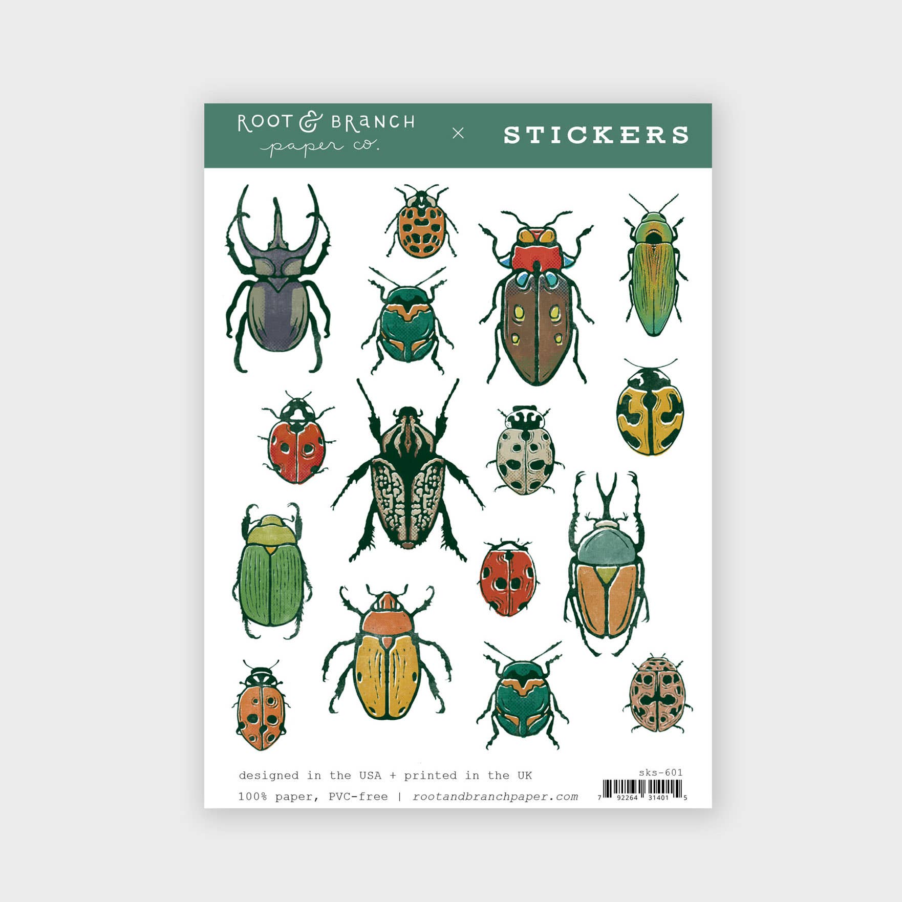 Colorful Beetles Sticker Sheet * 100% Recyclable