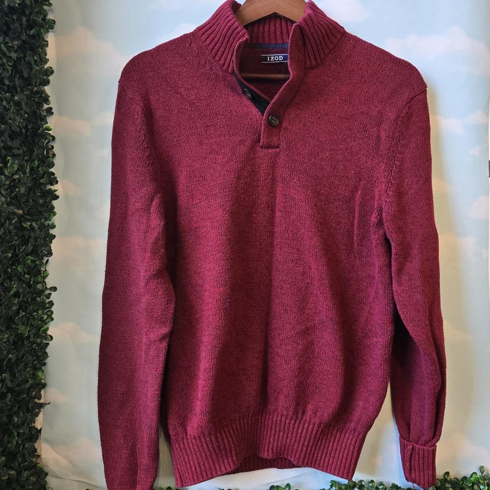 Izod Men's Zip Up Sweater in Rich Burgundy
