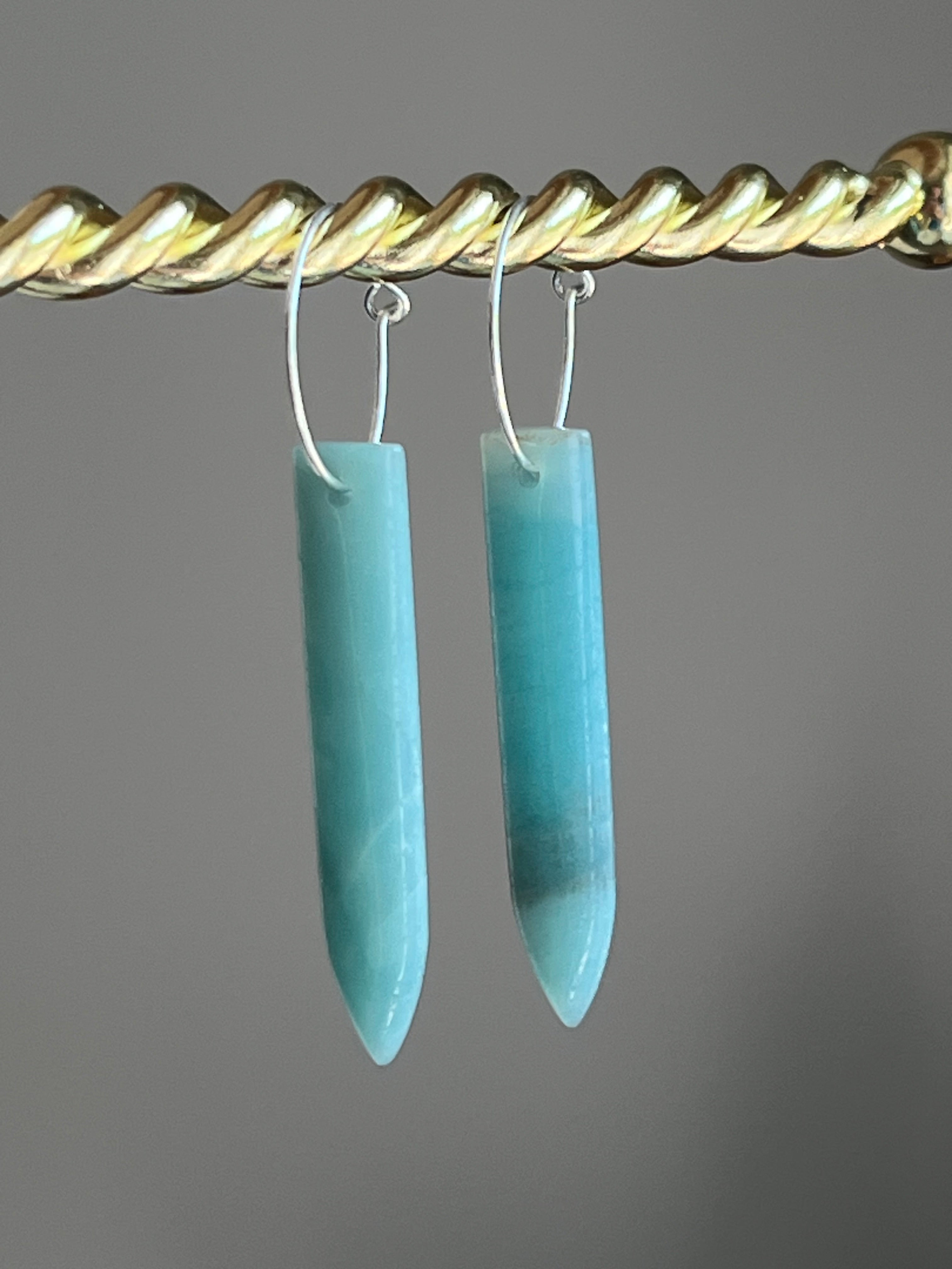 AMAZONITE PUFF HOOP * GEMSTONE CRYSTAL Earrings