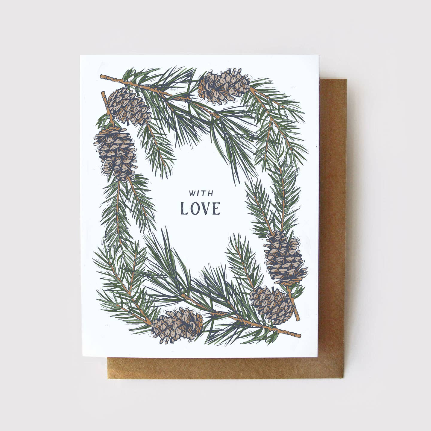 With Love * Evergreen Winter Everyday Card * Greeting Cards