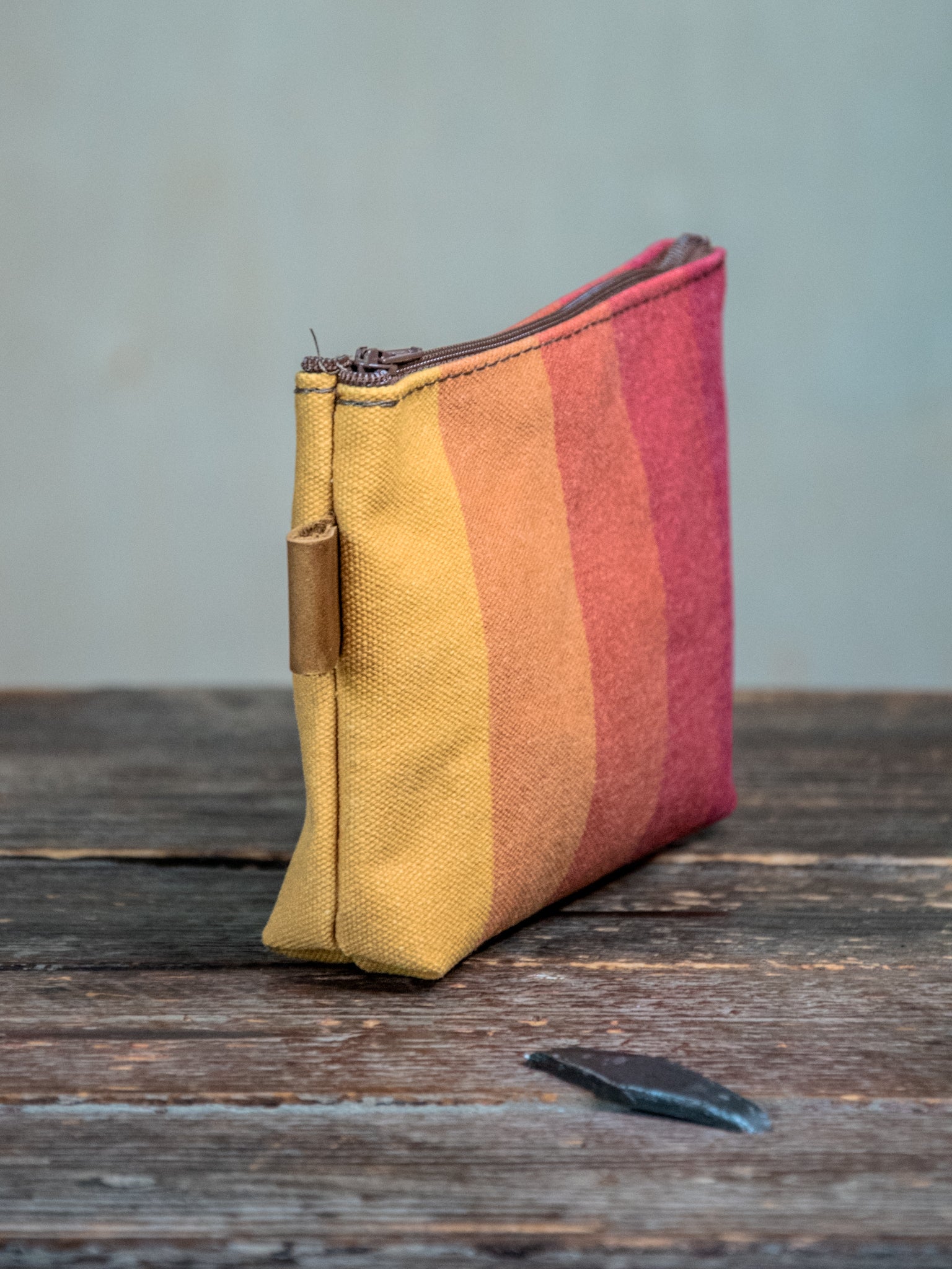 Printed MEDIUM Canvas Pouch | Warm Stripes