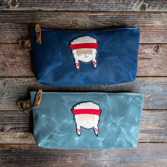 Embroidered Patch Pencil Pouch | Waxed Canvas Willie | In Blue x Camp Blue