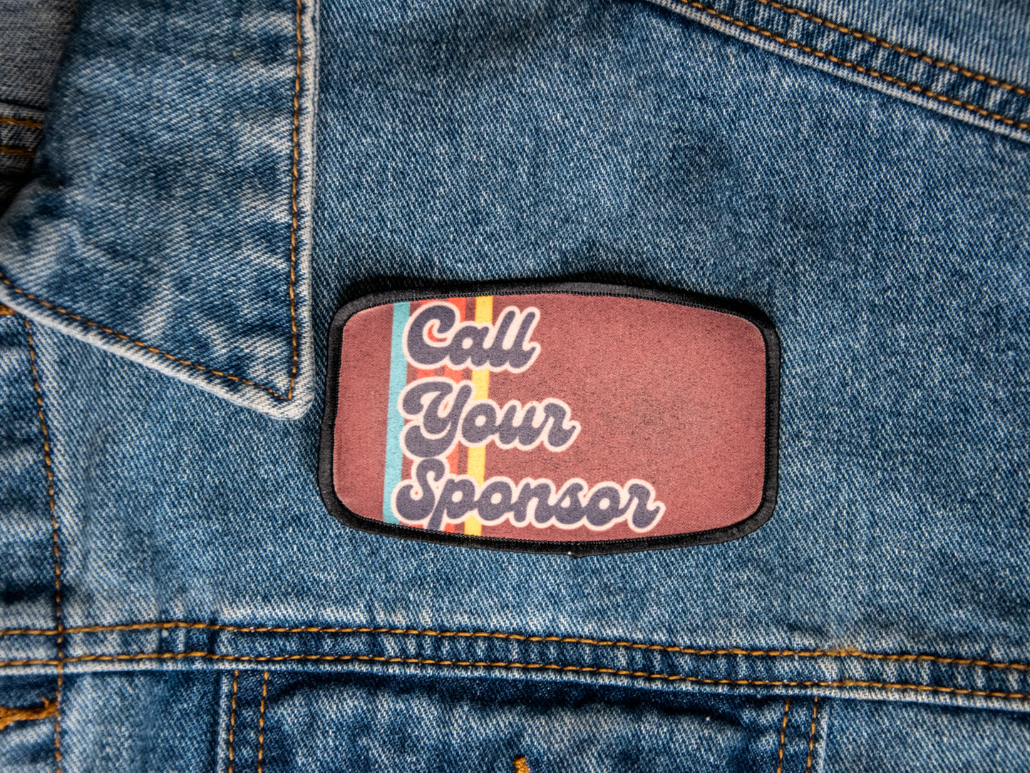 Printed Patch | Call your Sponsor 70's brown