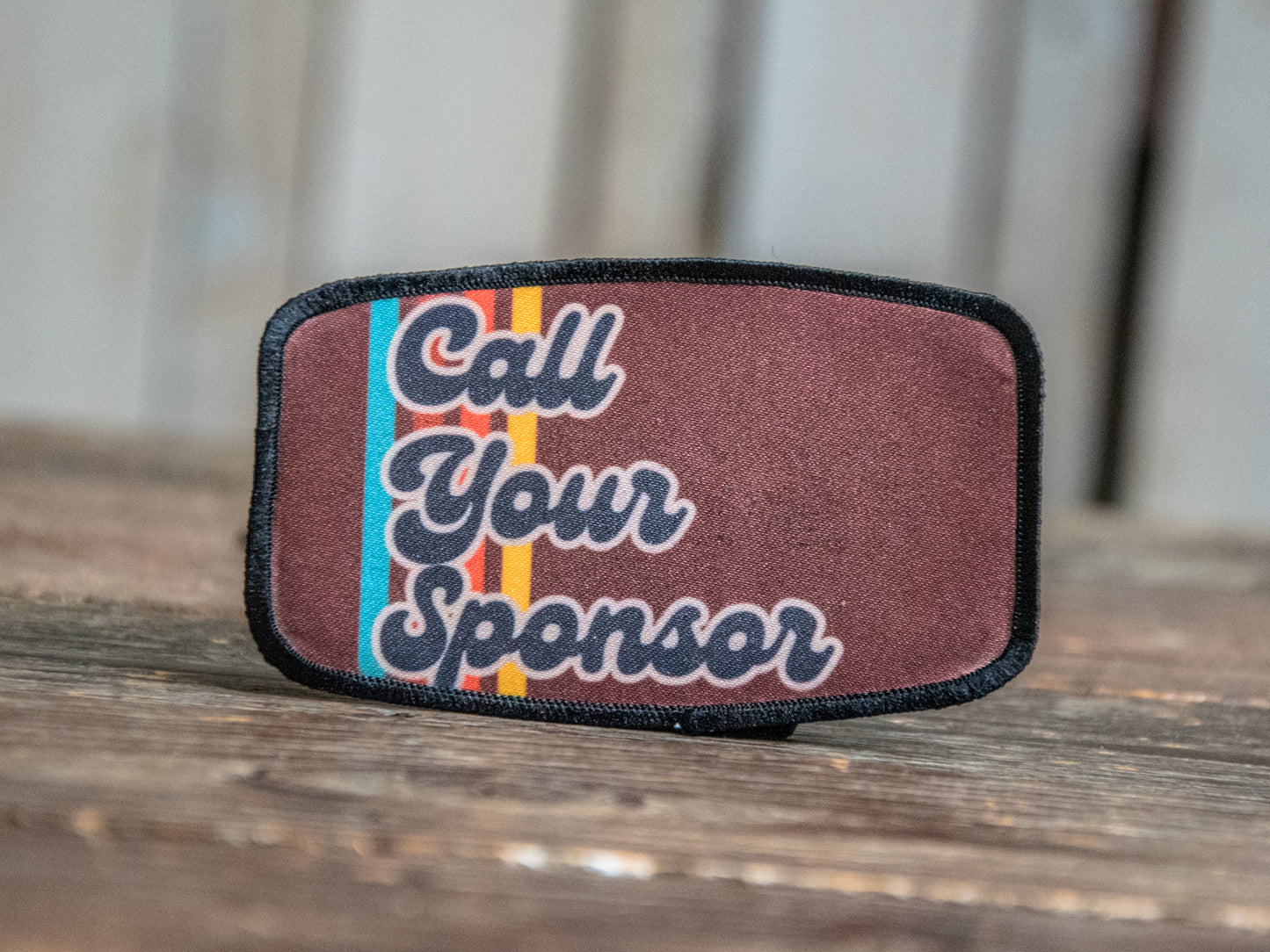 Printed Patch | Call your Sponsor 70's brown