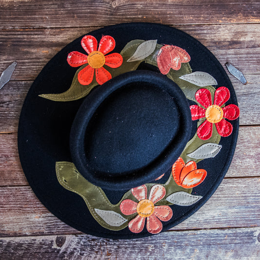 Leather Applique Hat | Floral Snake | Modern Cactus Co