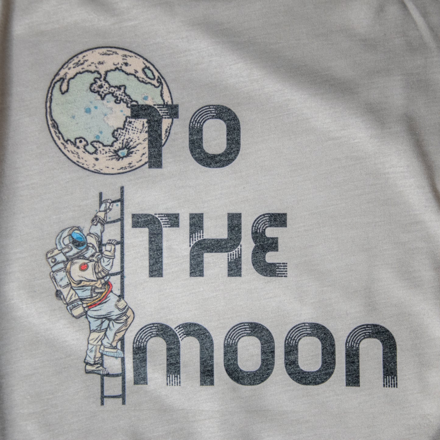 Handprinted T-shirt | To the Moon | Oatmeal Flowy Crop