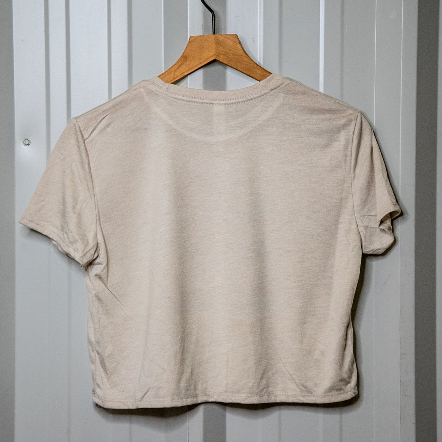 Handprinted T-shirt | Shackin' Up in Appalachia | Oatmeal Flowy Crop