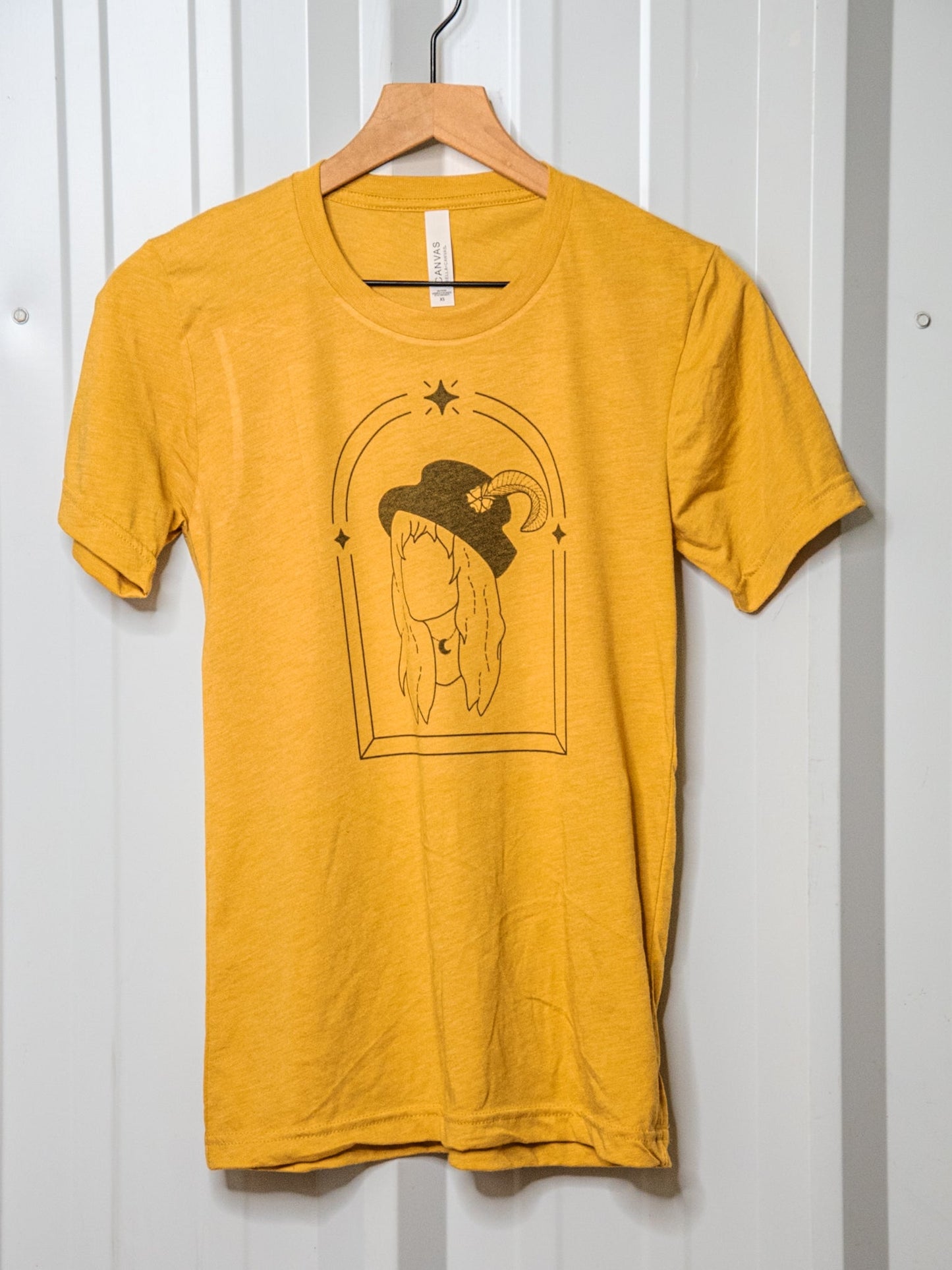 Handprinted T-shirt | Stevie |Mustard Unisex Tri-Blend