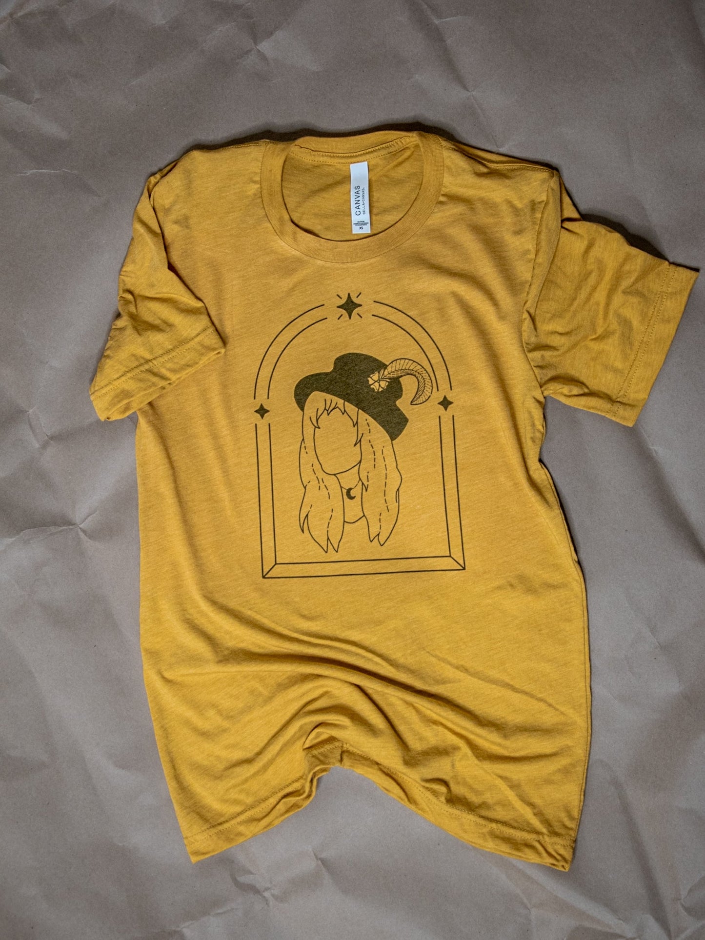 Handprinted T-shirt | Stevie |Mustard Unisex Tri-Blend