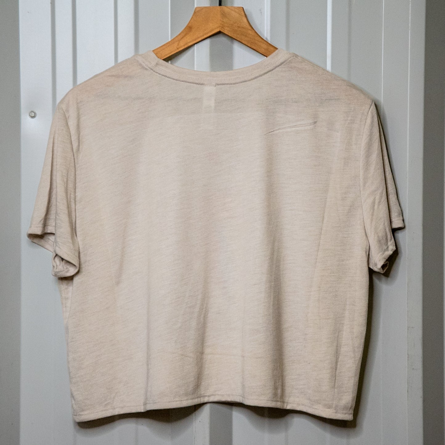 Handprinted T-shirt | Bowie | Oatmeal Flowy Crop