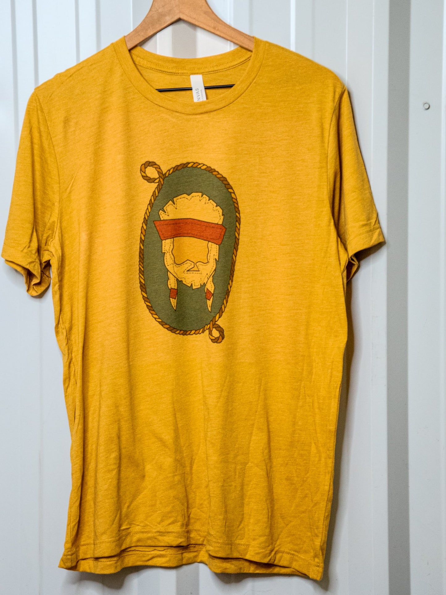 Handprinted T-shirt | Willie | Unisex Tri-Blend Mustard Tee