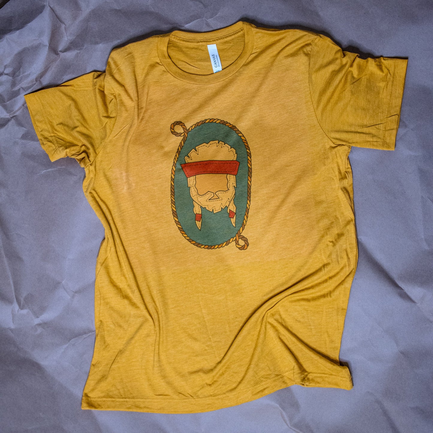 Handprinted T-shirt | Willie | Unisex Tri-Blend Mustard Tee