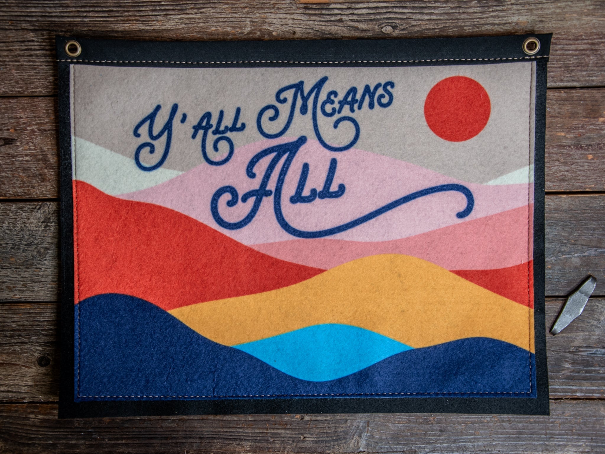 Y'all Means All Mountain | Medium Banner | Wall Decor