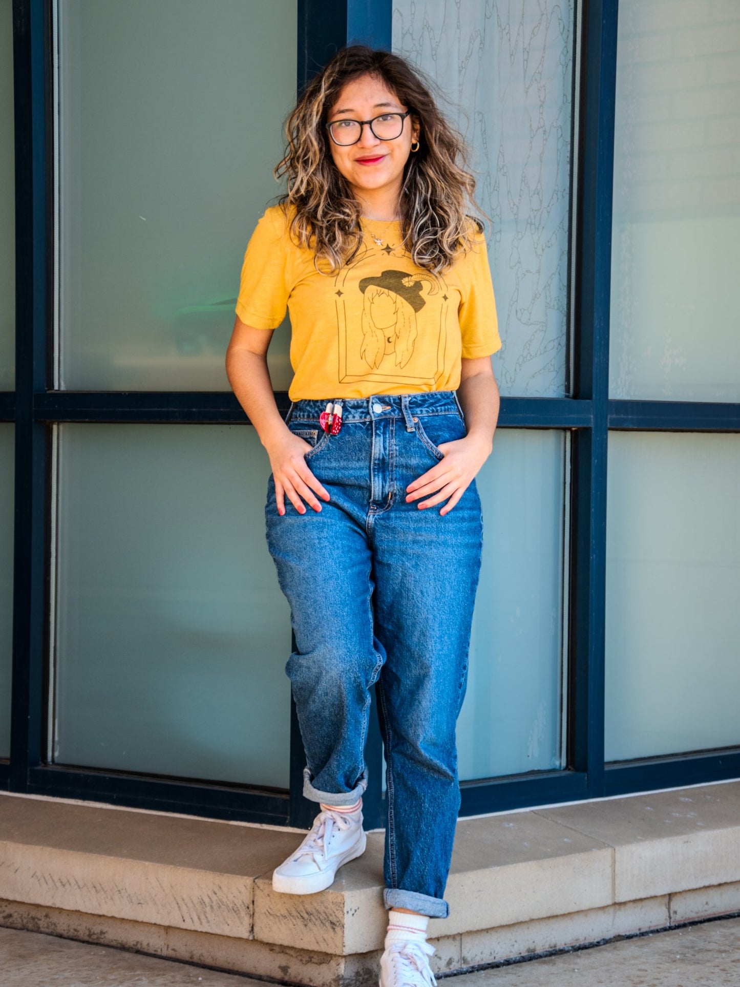 Handprinted T-shirt | Stevie |Mustard Unisex Tri-Blend