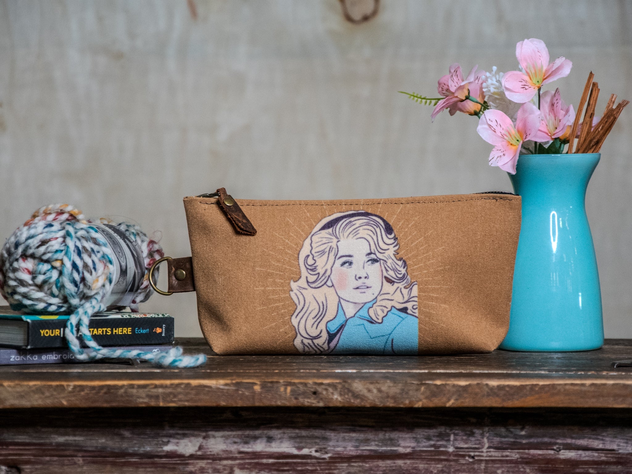 Canvas Everyday Zipper Pouch * Mustard Yellow * Dolly Country Western
