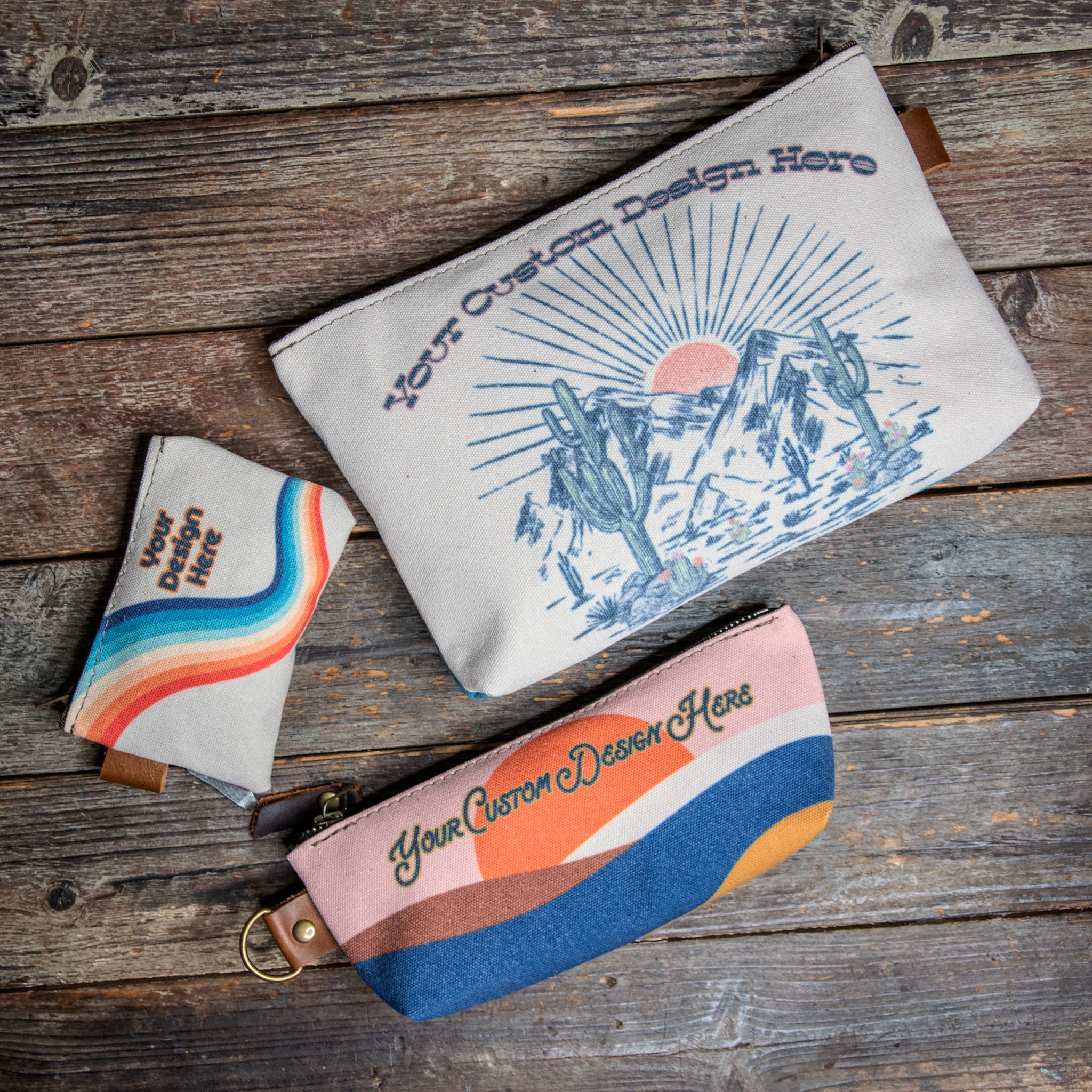 CUSTOM DESIGN * PRINTED LARGE POUCH * Canvas Zipper Pouch
