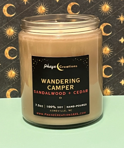 Hand-poured Premium Soy Candle * WANDERING CAMPER * Sandalwood + Cedar