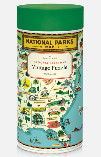 National Parks Map * Used Jigsaw Puzzle * 1000 Piece * Curated Secondhand
