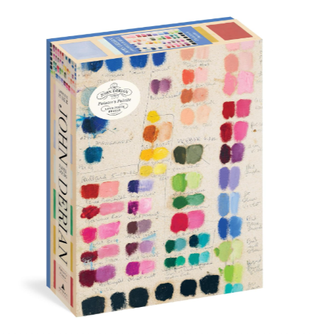 Color swatch Jigsaw puzzle box with a colorful design on a white background