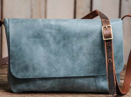 Blue-Grey Mini Satchel | In Blue Handmade