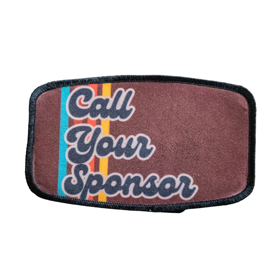 Printed Patch | Call your Sponsor 70's brown