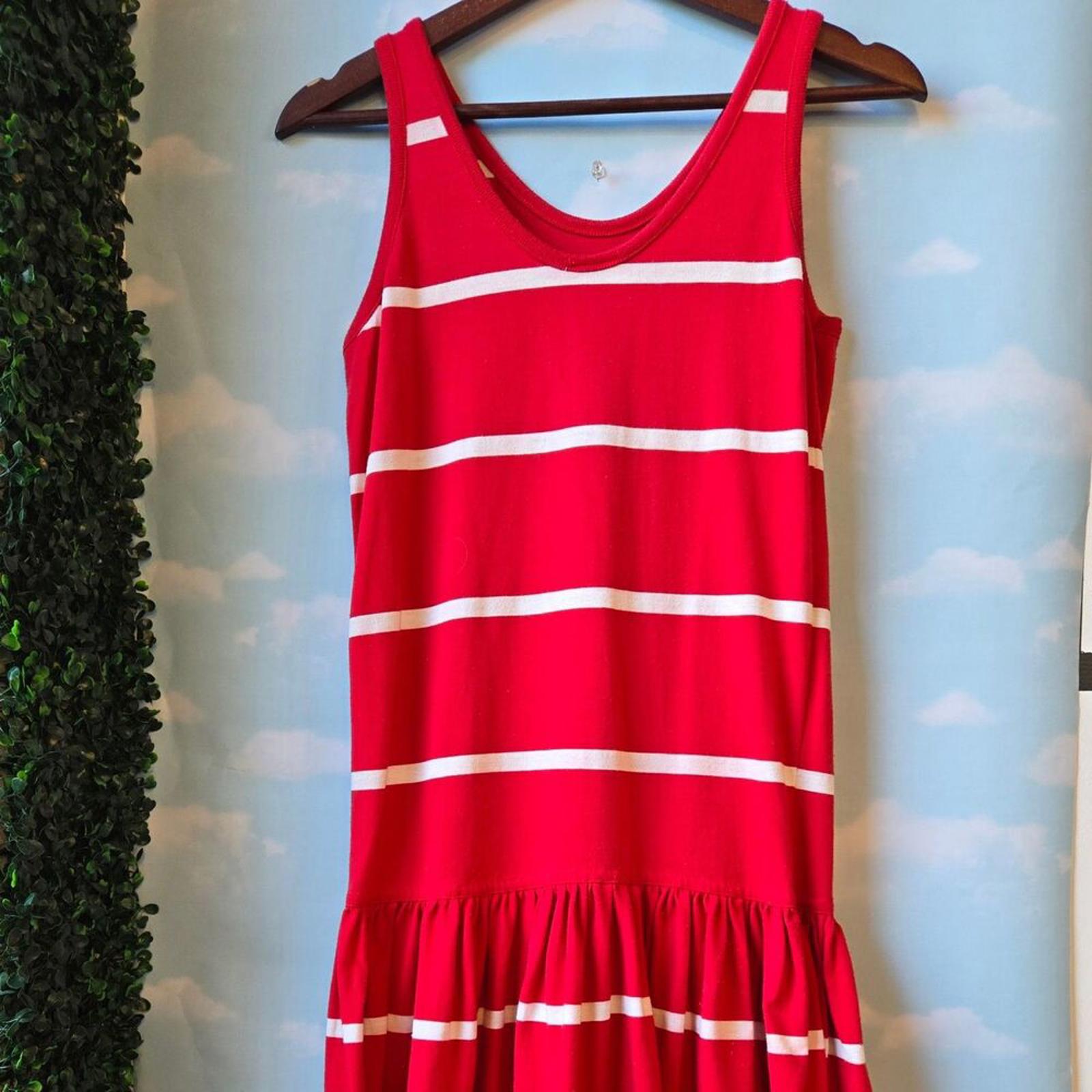 Red and White striped Vintage Drop waist tank dress
