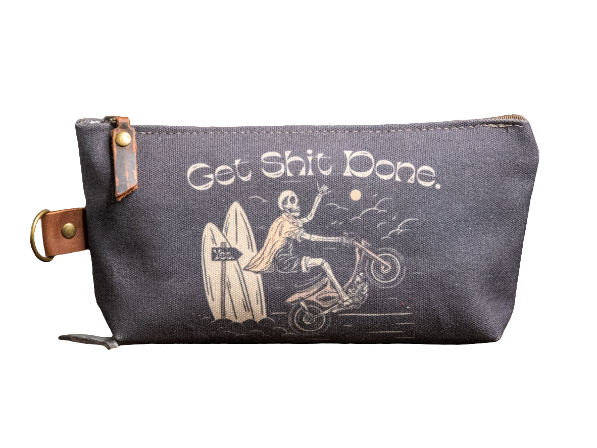Canvas Everyday Zipper Pouch * Dusty Black * Surf and Sand Skeleton