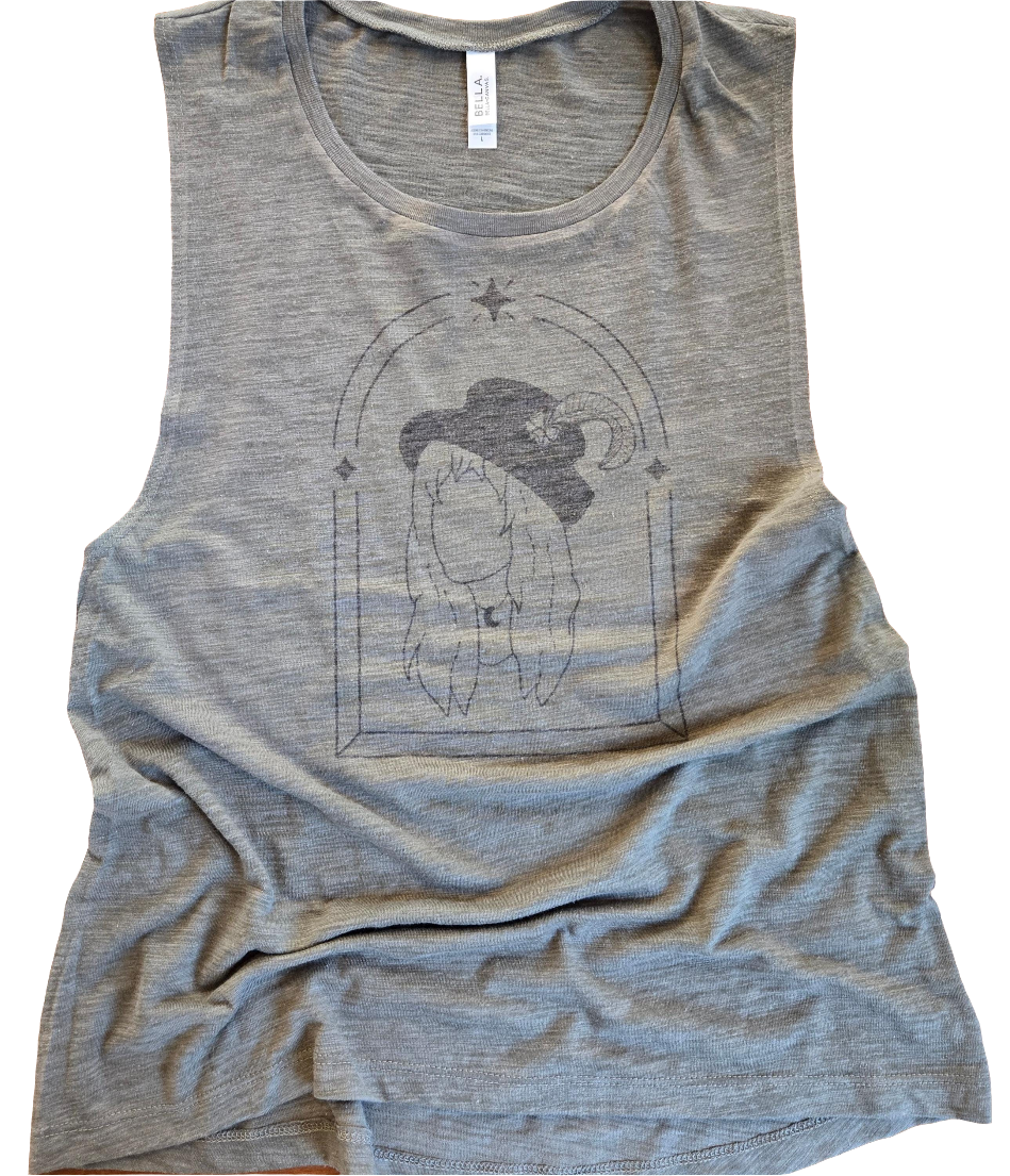 Graphic Tank Top | Muscle Tee | Flowy Scoop neck Olive Tank top | Printed Sleeveless Shirt