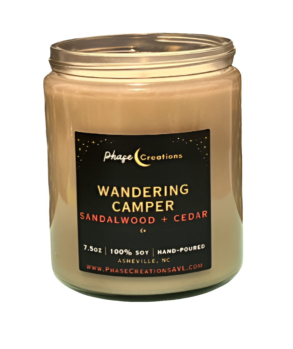 Hand-poured Premium Soy Candle * WANDERING CAMPER * Sandalwood + Cedar