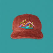 Corduroy Hat * Brick Red and Neon * Retro Stay Cool 5-Panel
