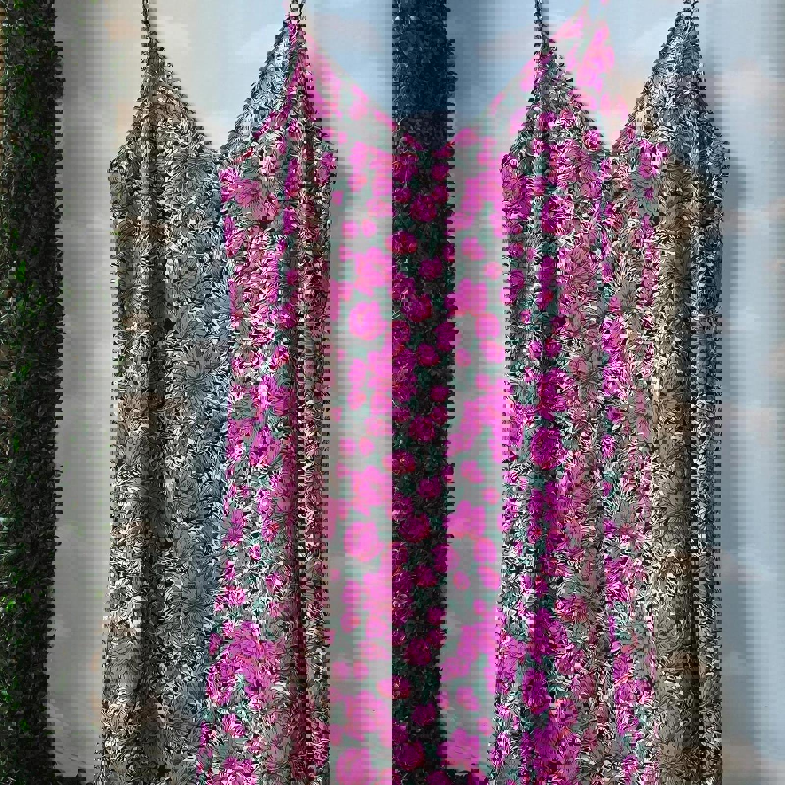 Pink floral slip dress with adjustable straps #cottagecore