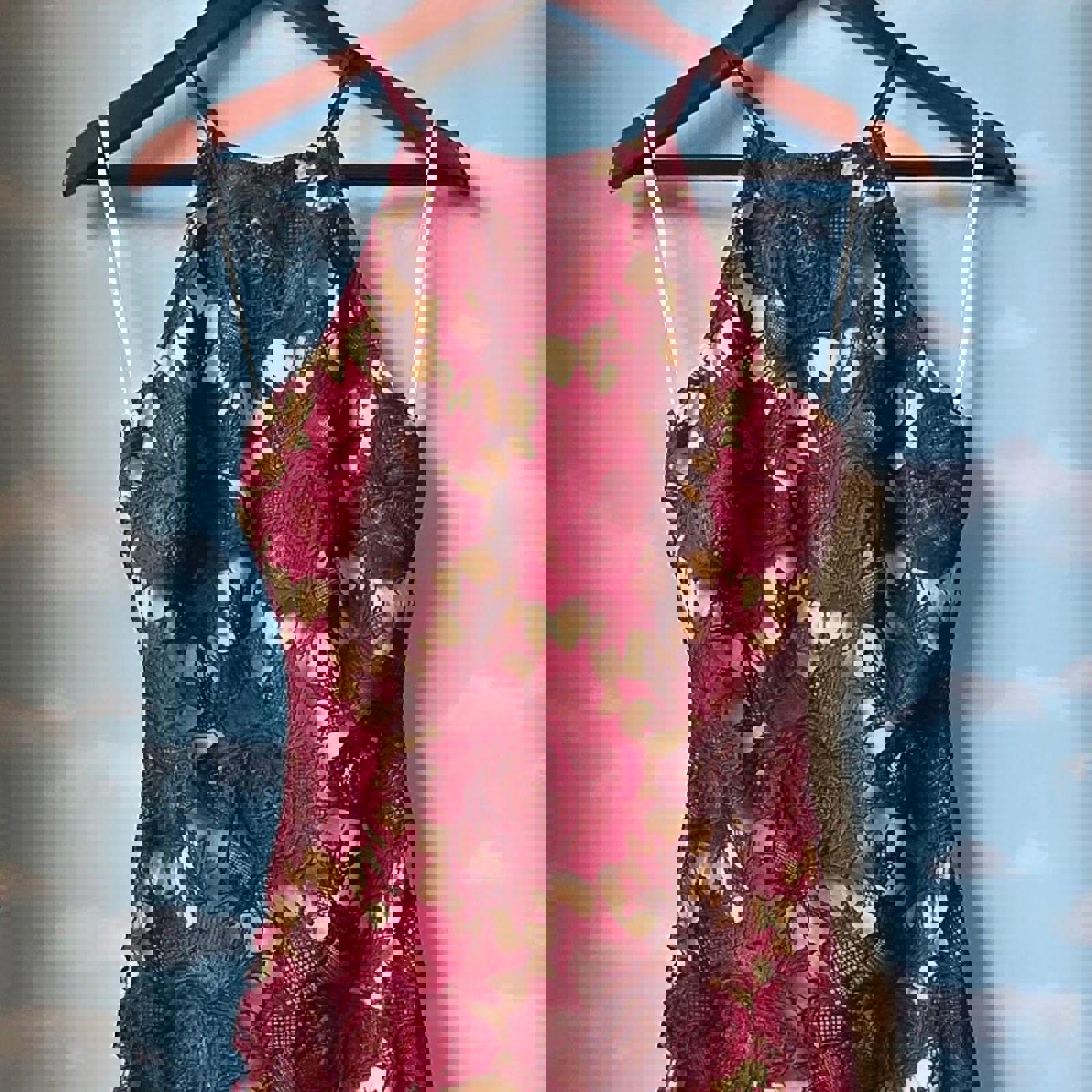 Lulus Women's Red and Tan Dress