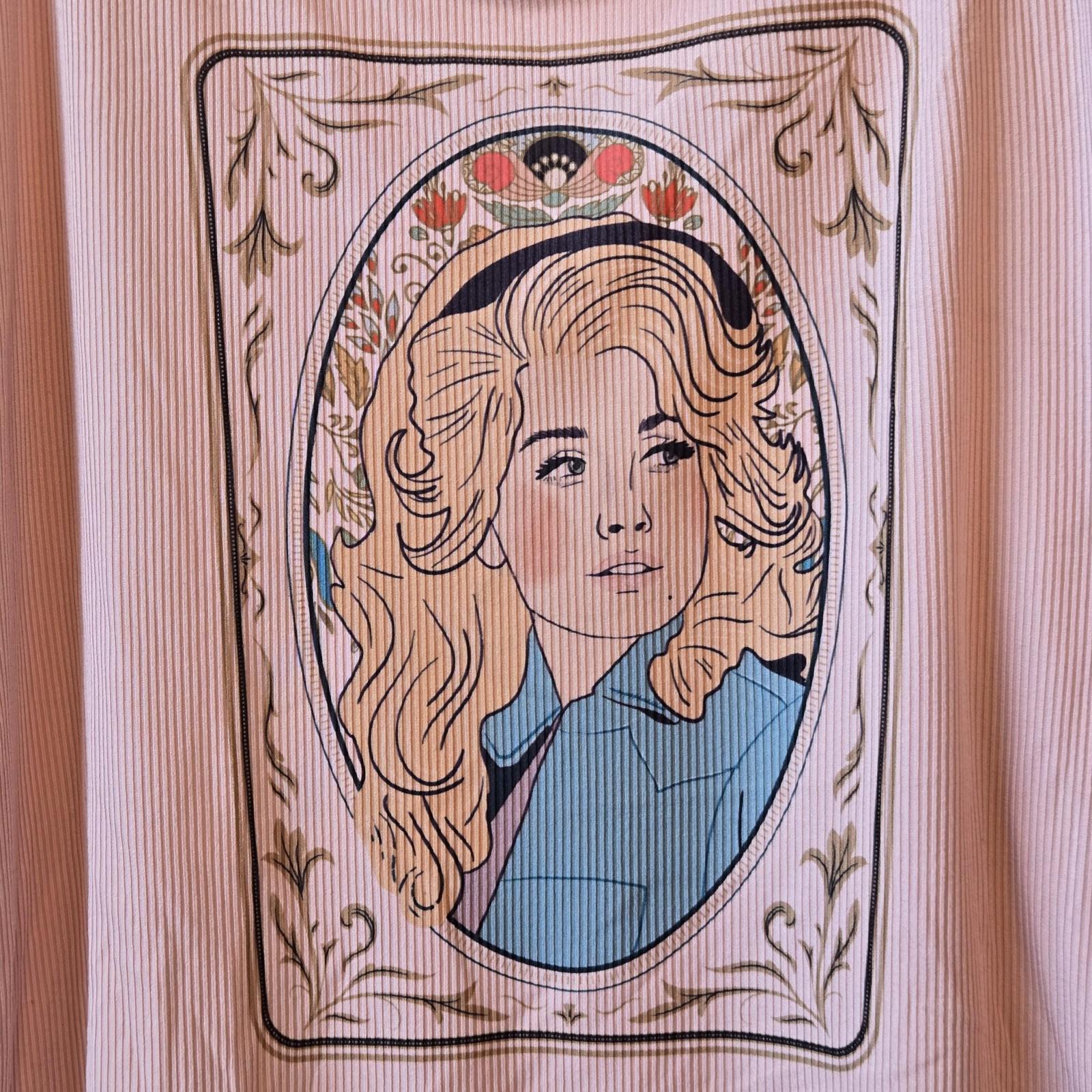 Dolly Graphic Ribbed Tank Top Upcycled Pink Spaghetti Strap