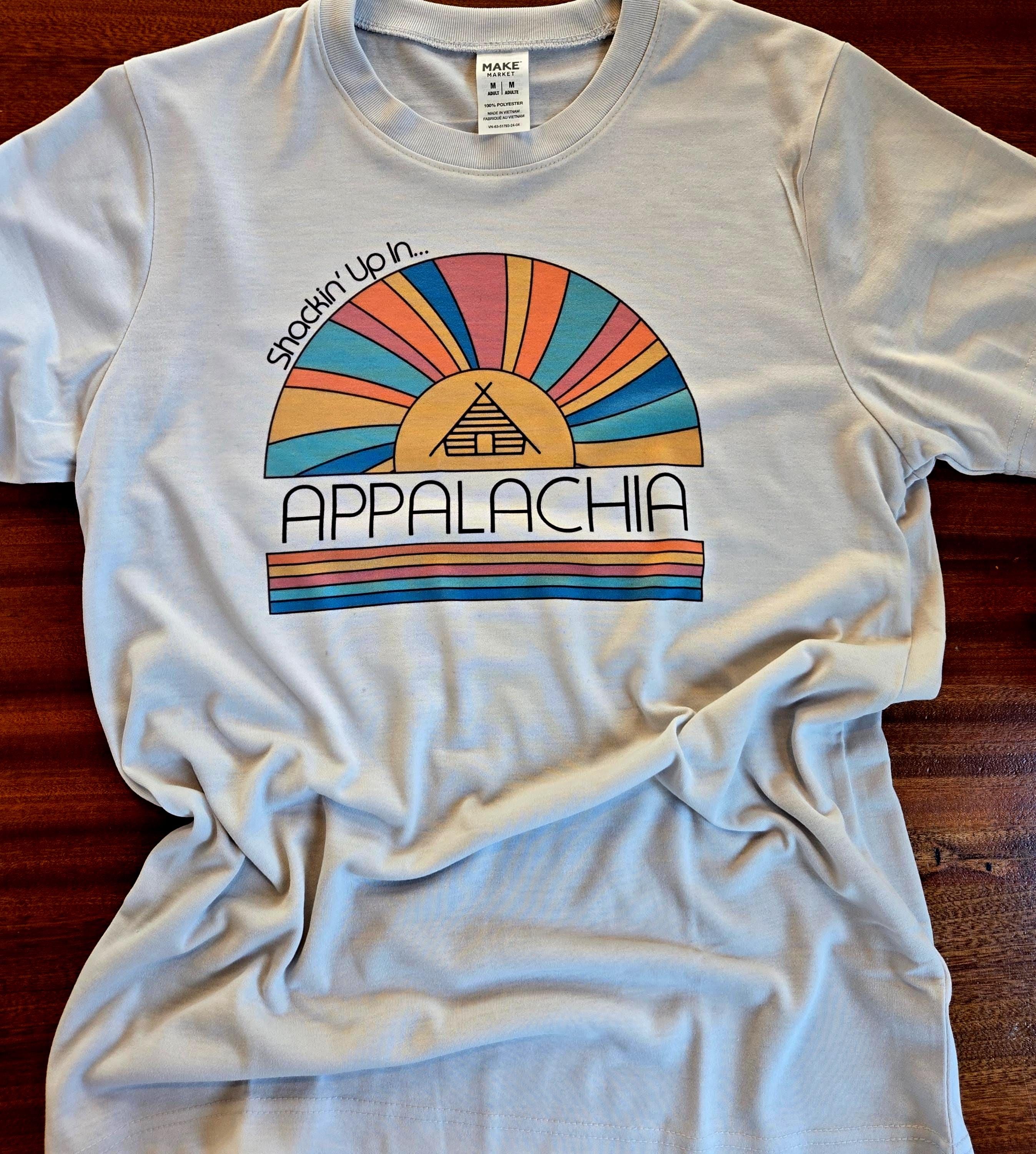 Shackin up in Appalachia | Printed Tshirt | Eco Friendly Made in USA | Gray Tee | Retro Graphic